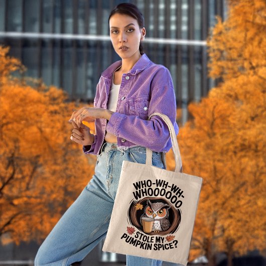 Tote Bag Funny Pumpkin Spice Owl Fall Coffee Humor