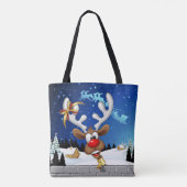 Tote Bag Funny Reindeer Peeking Christmas Meme  (Dos)