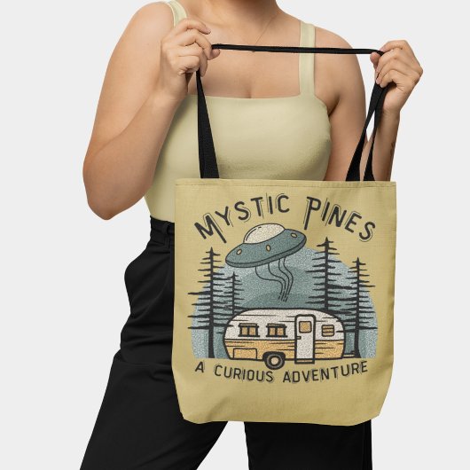 Tote Bag Funny Retro Sunset Camper Trailer Alien UFO