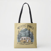 Tote Bag Funny Retro Sunset Camper Trailer Alien UFO (Devant)