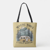 Tote Bag Funny Retro Sunset Camper Trailer Alien UFO (Dos)