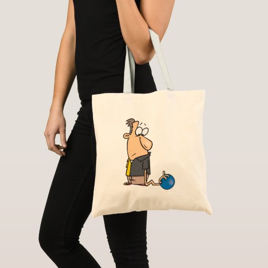 Tote Bag Funny Sad Bowler caractère avec Bowling Ball (Devant (produit))