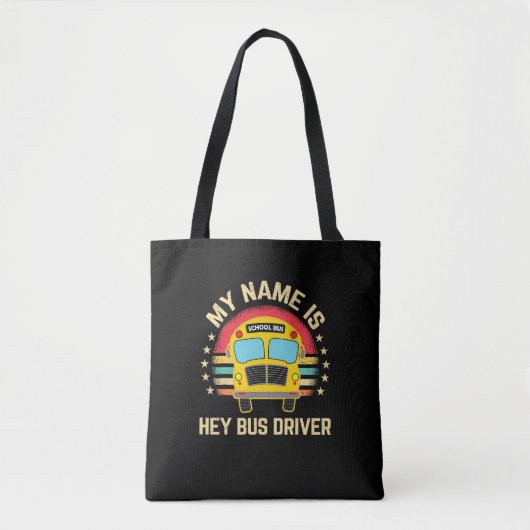 Tote Bag Funny School Bus Nom du conducteur (Devant)