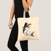Tote Bag Funny Sea Otter équitation requin (Devant (produit))
