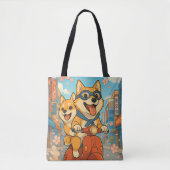 Tote Bag Funny Shiba Inu équitation (Devant)