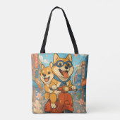 Tote Bag Funny Shiba Inu équitation (Dos)