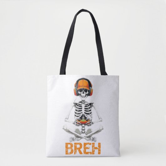 Tote Bag Funny Skeleton Gamer BRUH Jeu d'Halloween (Devant)