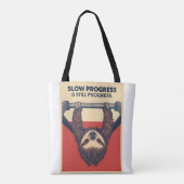 Tote Bag Funny Sloth Gym Motivation Poster - Slow Progress  (Dos)