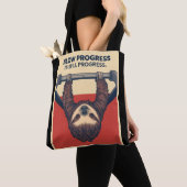Tote Bag Funny Sloth Gym Motivation Poster - Slow Progress  (De près)