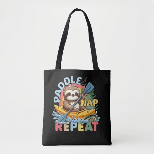 Tote Bag Funny Sloth Outdoor - Kayaking Sloth (Devant)