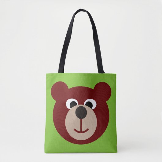 Tote Bag Funny Smiling Teddy Bear + votre arrière - plan & (Devant)
