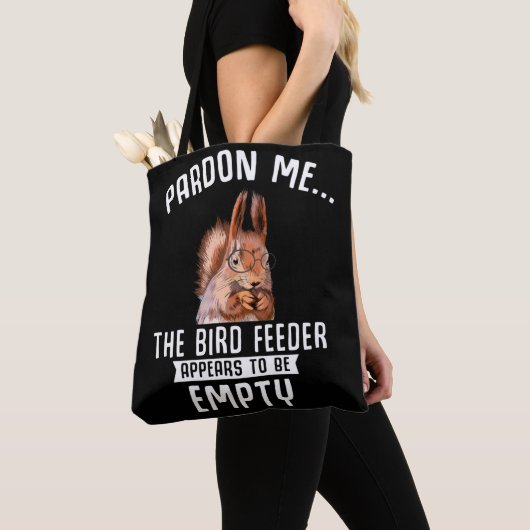 Tote Bag Funny Squirrel Empty Bird Feeder Squirrels (De près)