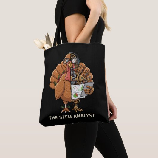 Tote Bag Funny STEM Analyst Robot Turkey Thanksgiving Gift (De près)