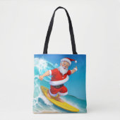 Tote Bag Funny Surfing Santa Claus (Devant)