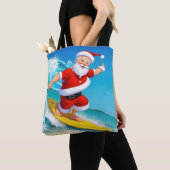 Tote Bag Funny Surfing Santa Claus (De près)