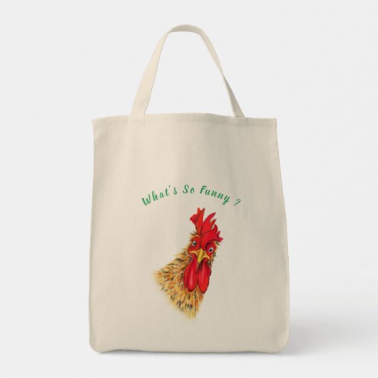 Tote Bag Funny Surprised Curious Rooster - What's So Funny (Dos)
