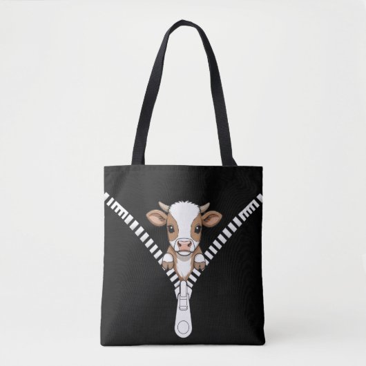 Tote Bag Funny Texas Longhorn calf Peek (Devant)