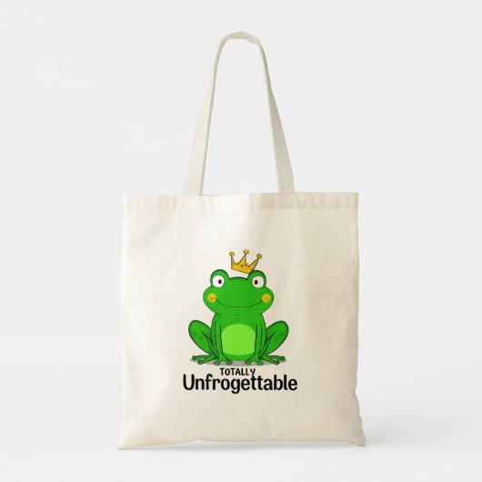 Tote Bag Funny "Totally Unfrogettable" Frog Pun (Dos)