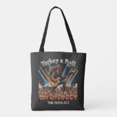Tote Bag Funny Turkey & Roll Rock Star Guitarist - The Main (Dos)
