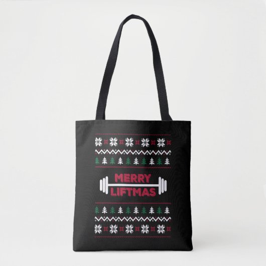 Tote Bag Funny Ugly christmas lifting gym graphic - (Devant)