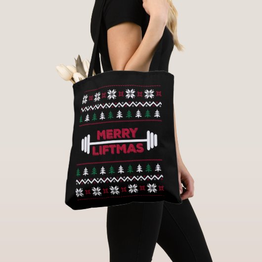 Tote Bag Funny Ugly christmas lifting gym graphic - (De près)