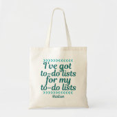Tote Bag Funny Workaholic Boss Girl Monogramme Turquoise (Devant)