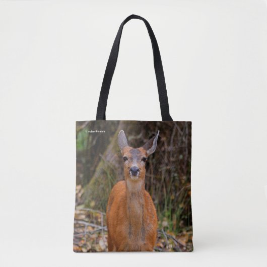 Tote Bag Funny Young Blacktail Deer sourit à un photographe (Devant)