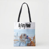 Tote Bag Furry Friends Cat and Dog Photo    (Devant)