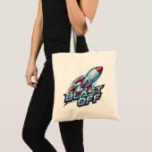 Tote Bag Fusée spatiale chrome Blast Off (Devant (produit))