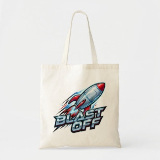 Tote Bag Fusée spatiale chrome Blast Off