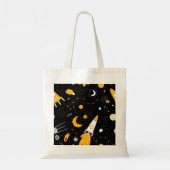 Tote Bag Fusées Lune Jaune Noire (Dos)