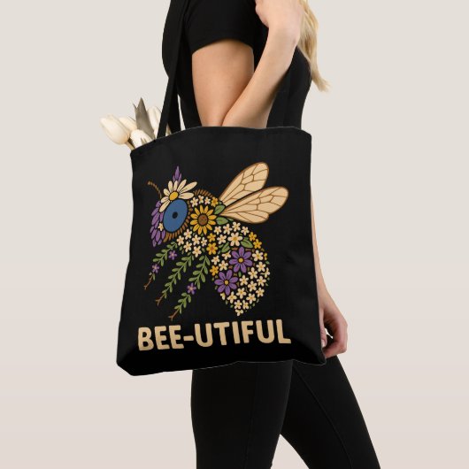 Tote Bag Fusion florale abeille (De près)