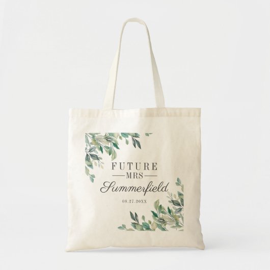 Tote Bag Futur mariage de Mme Bridal Shower Script Eucalypt (Devant)