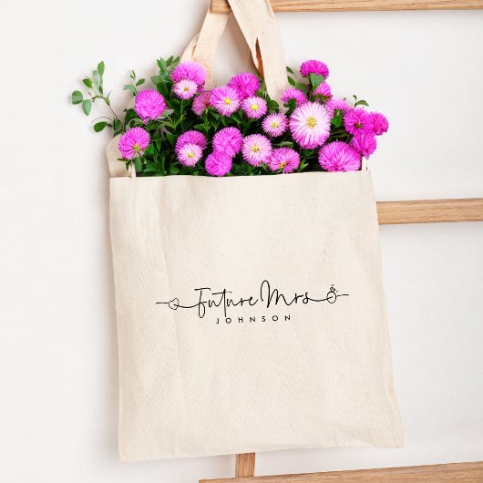 Tote Bag Futur mignon Mme Script Coeur Cercle Mariage perso