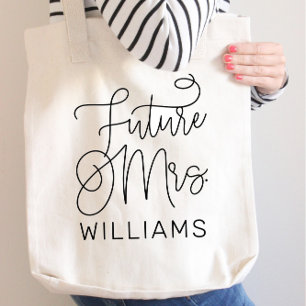 Tote Bag Futur Mme Noir Script Moderne Mariage Personnalisé