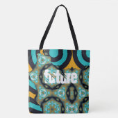 Tote Bag Futur -motif fractal et géométrique en turquoise (Devant)