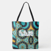 Tote Bag Futur -motif fractal et géométrique en turquoise (Dos)