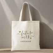 Tote Bag Futur Mrs à cœurs dorés en écriture moderne