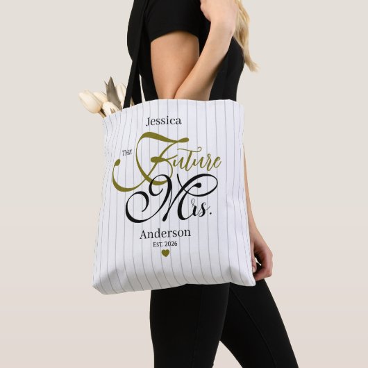 Tote Bag Future Mme Typographie Élégante Rayures Modernes (De près)