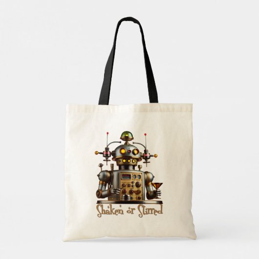 Tote Bag Futuristic Robot Bartender "Shaken or Stirred" (Dos)