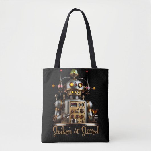 Tote Bag Futuristic Robot Bartender "Shaken or Stirred" (Devant)