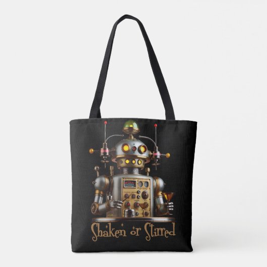 Tote Bag Futuristic Robot Bartender "Shaken or Stirred" (Dos)
