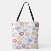 Tote Bag Fuzzy Flower Lg Pattern Pastels on White (Dos)