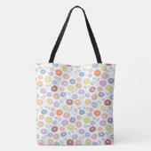 Tote Bag Fuzzy Flower Rpt Pattern Pastels on White (Dos)