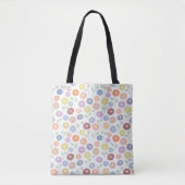 Tote Bag Fuzzy Flower Rpt Pattern Pastels on White (Devant)