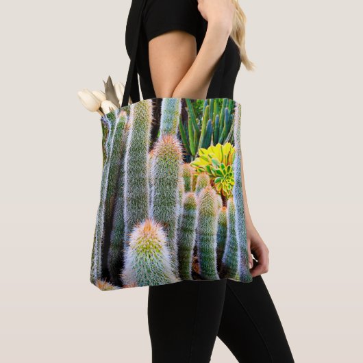 Tote Bag Fuzzy Green Cactus Succulent Photo Simple Moderne (De près)