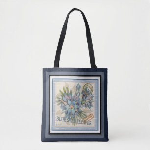 Tote Bag G création Bureau fleurs bleues et jaunes