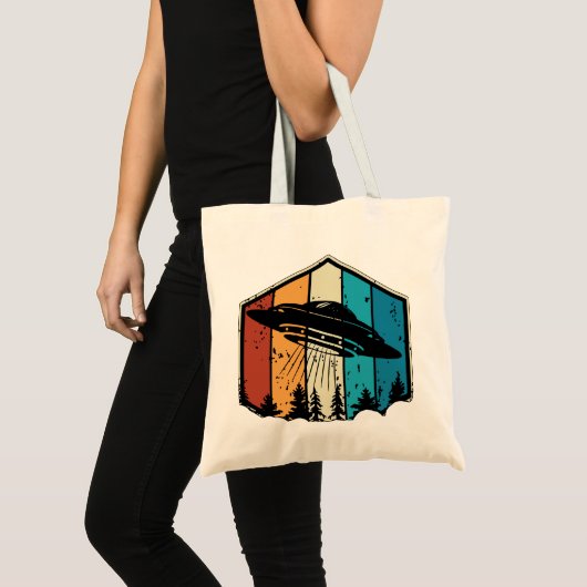 Tote Bag Galactic Reverie : OVNI S'Éclate Sur La Forêt Rétr (Devant (produit))