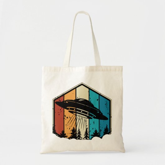 Tote Bag Galactic Reverie : OVNI S'Éclate Sur La Forêt Rétr (Devant)