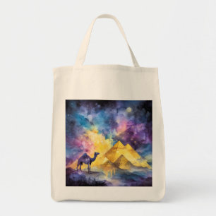 Tote Bag Galaxie Désertique au Caméléon et Pyramide à l'Aqu